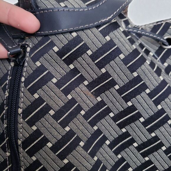 Vintage 90s Nine West Small Canvas Backpack Purse Black Gray - Picture 13 of 15